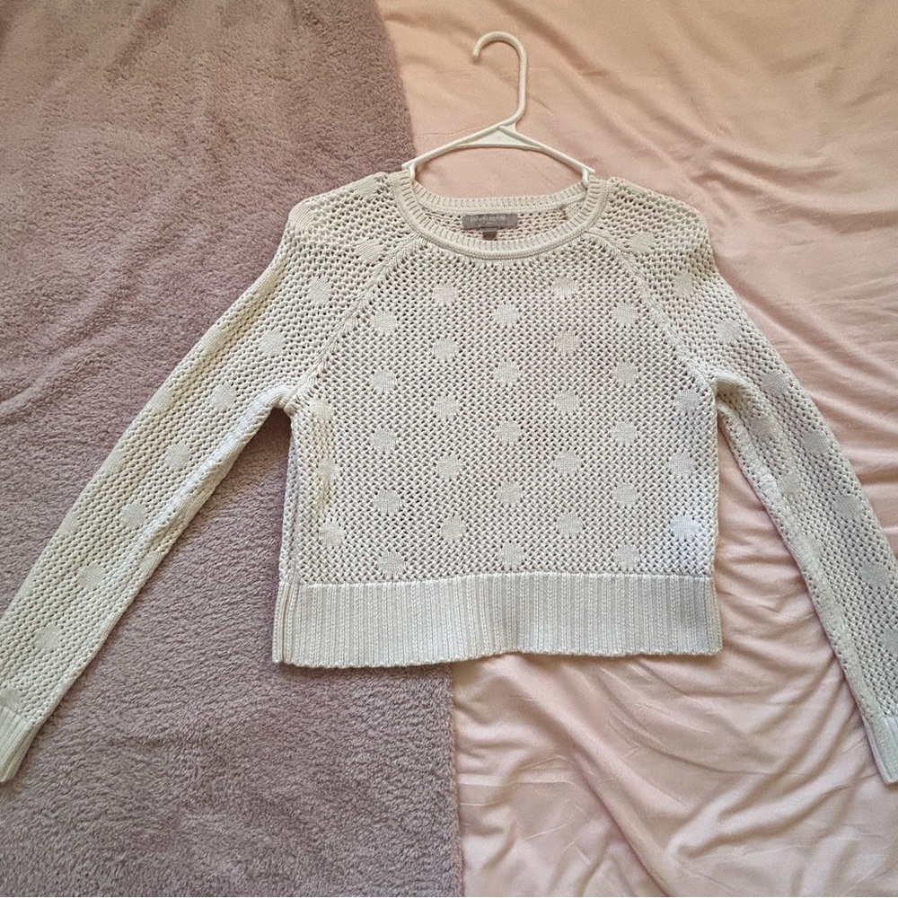Banana Republic Women's Cream Open-Knit Dot Sweater